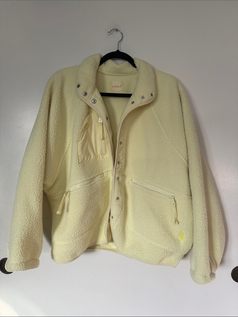 FP Movement Soft Yellow Fleece Snap Pullover- Size Large